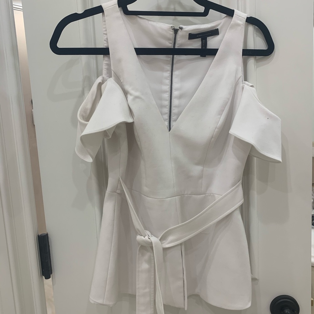 White bcbg maxazria off the shoulder top